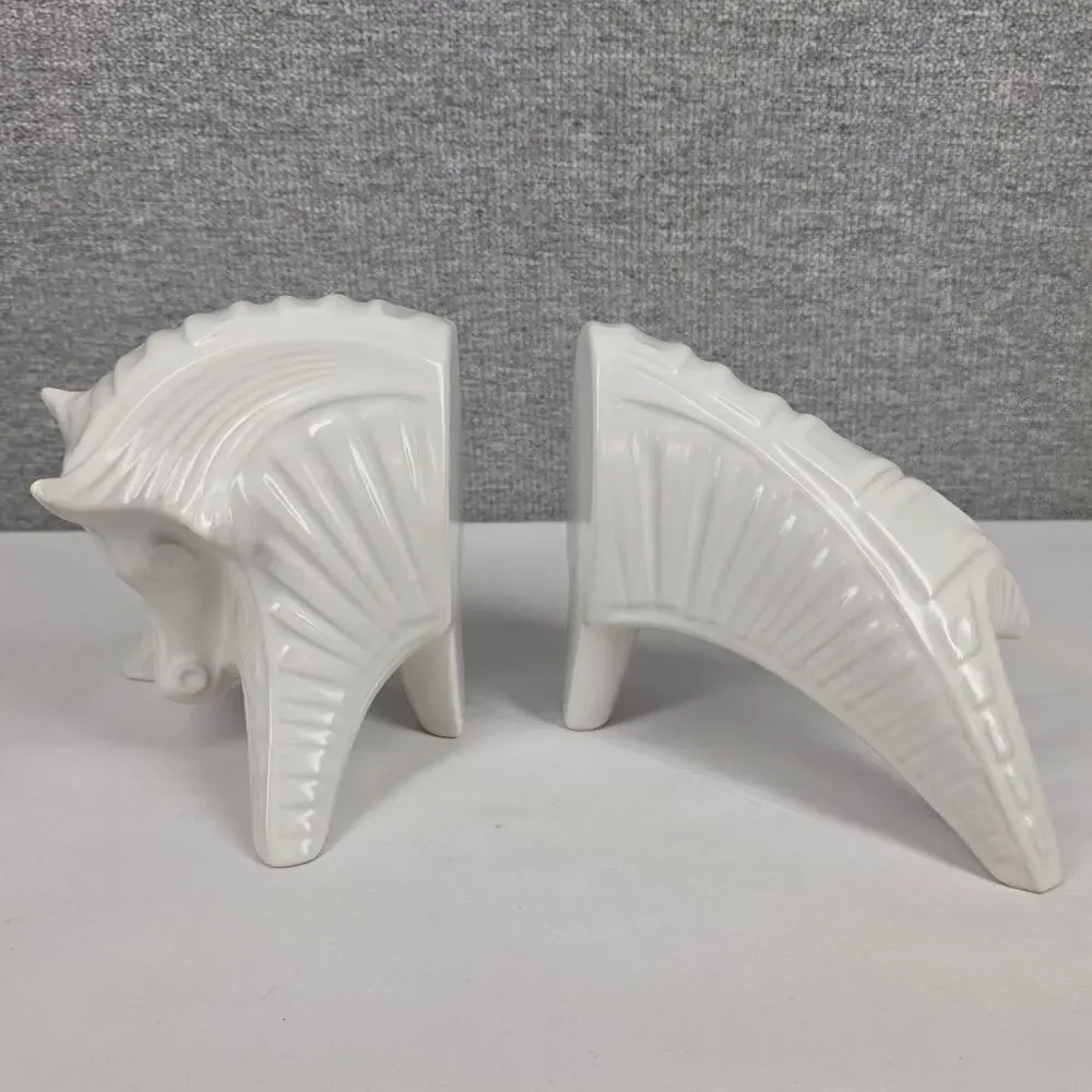 JONATHAN ADLER TAURUS BULL CERAMIC STATUE BOOKENDS – DISCONTINUED – MCM – RARE